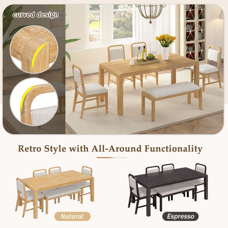 Extendable Dining Table Set With 4 Upholstered Chairs And 1 Bench HouseOfZazla