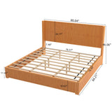 Solid Wood Platform Bed Frame with Headboard, King Size
