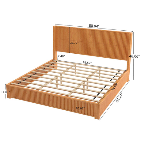Solid Wood Platform Bed Frame with Headboard, King Size HouseOfZazla