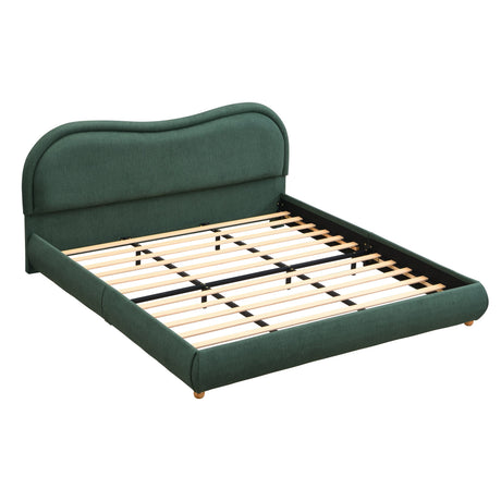 King Size Upholstered Platform Bed Frame with Rounded Corners HouseOfZazla