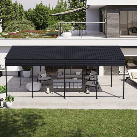 Heavy Duty Carport With Galvanized Roof And Enhanced Base - Anthracite HouseOfZazla