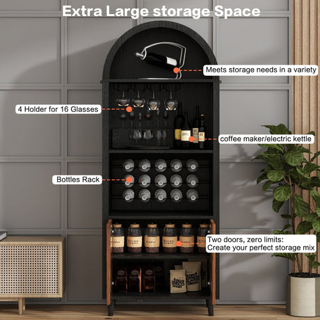 71' Farmhouse Arched Wine Bar Cabinet HouseOfZazla