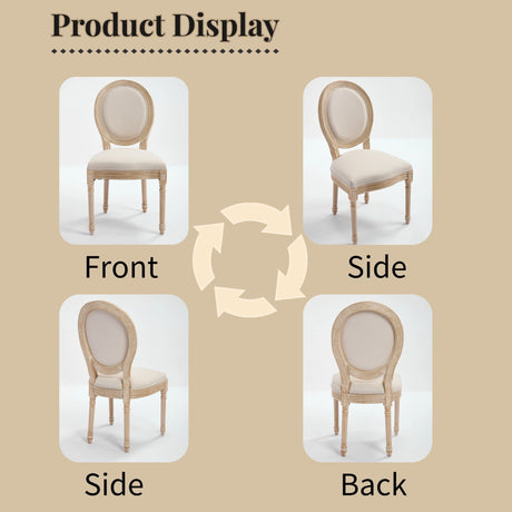 French Country Dining Chairs Set of 2 with Upholstered Round Back HouseOfZazla