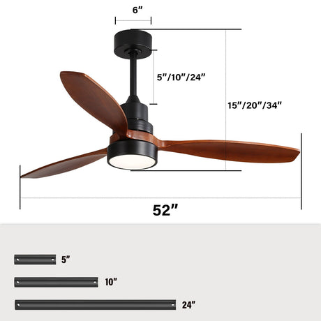 Ceiling Fan With Reversible DC Motor, LED Light & Remote Control HouseOfZazla