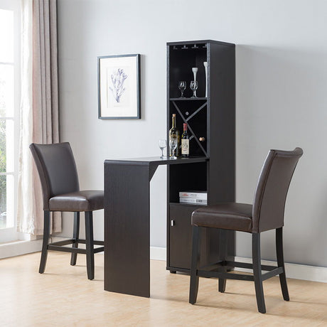 Bar Cabinet, Extended Table Kitchen Cabinet With Wine Bottle Compartment & Open Shelving - Red Cocoa HouseOfZazla