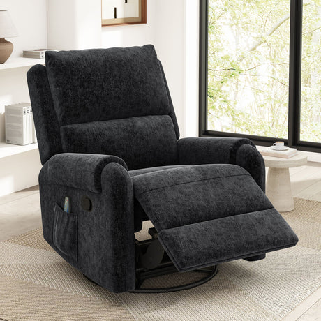 Manual Recliner Massage Chair With Swivel Rocker, 8 Massage Modes, Side Storage Pocket HouseOfZazla