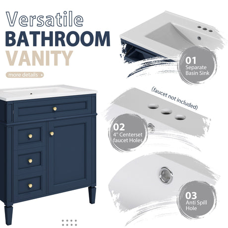Bathroom Vanity With Medicine Cabinet, Royal Mirror Cabinet, Modern Bathroom Storage Cabinet With 2 Soft Closing Doors And 4 Drawers HouseOfZazla