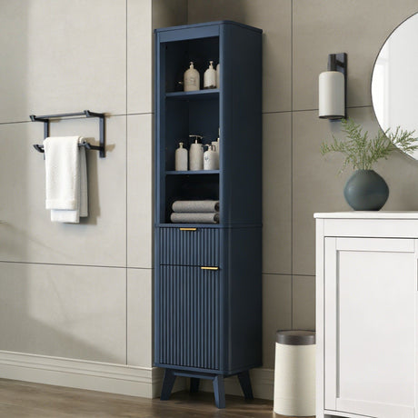 Tall Bathroom Storage Cabinet With Adjustable Shelves And 1 Drawer & Door HouseOfZazla