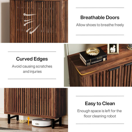 6 Tier Shoe Cabinet With Louvered Doors HouseOfZazla