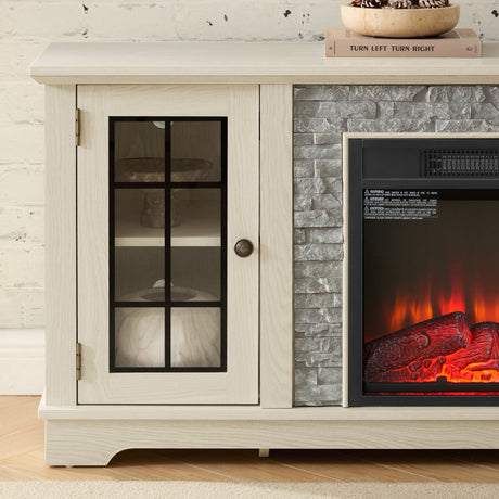 58" Modern TV Stand with Electric Fireplace and Storage HouseOfZazla
