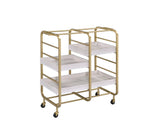 Vorrik Gold & White Washed Finish Serving Cart
