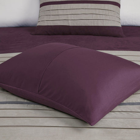 7 PC Pieced Faux Suede Comforter Set Purple King HouseOfZazla