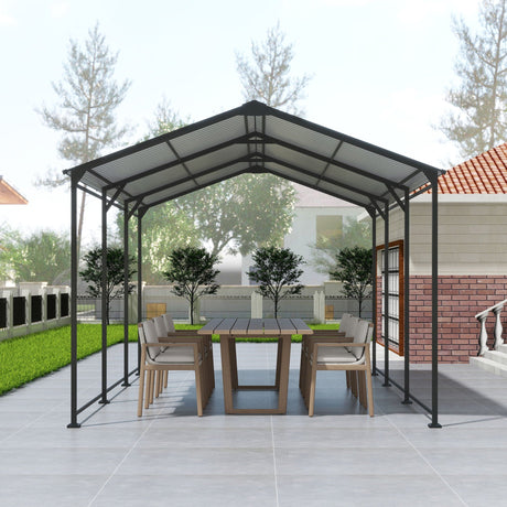 Metal Carport 10 5Ft Heavy Duty With Galvanized Steel Roof Metal Garage Canopy With Galvanized Steel Roof & Frame Car Tent Outdoor Storage Shed - Gray HouseOfZazla