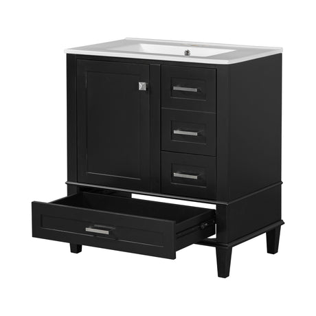 Bathroom Vanity, Modern Bathroom Cabinet With Sink Combo Set, Bathroom Storage Cabinet With A Soft Closing Door And 3 Drawers, Solid Wood Frame HouseOfZazla
