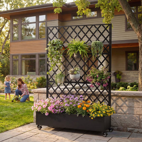 Metal Raised Garden Bed with Wheels and Trellis HouseOfZazla