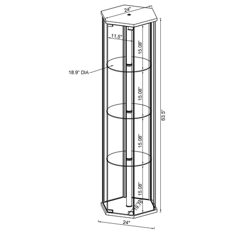 Tenley - 4 Shelf Curio Cabinet With Hexagonal Design HouseOfZazla