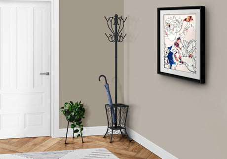 Coat Rack, Hall Tree, Free Standing, 8 Hooks, Entryway, Umbrella Holder, Transitional - Black HouseOfZazla