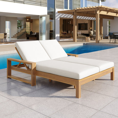 Outdoor Double Lounge Chair With 5 Position Adjustable Backrest HouseOfZazla