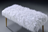 Bagley II Faux Fur Bench - White / Gold