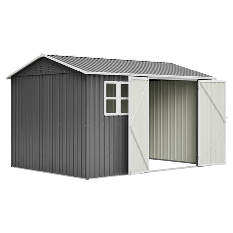10'x8' Oversized Steel Storage Shed with Window and Lockable Doors HouseOfZazla