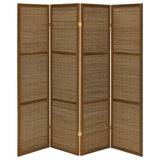 Kenabi - 4 Panel Room Divider Folding Screen - Walnut
