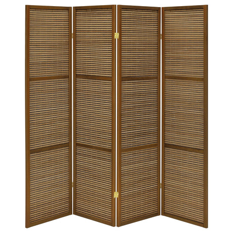 Kenabi - 4 Panel Room Divider Folding Screen - Walnut HouseOfZazla