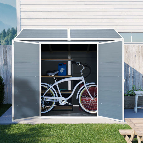 Resin Outdoor Storage Shed Waterproof Shed With Floor & Two Windows & Lockable Door, Tool Shed For Garden, Patio, Backyard HouseOfZazla