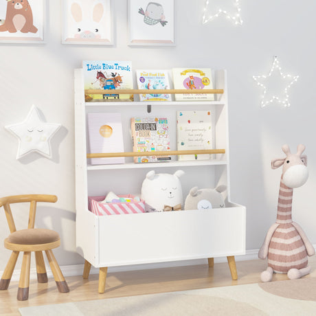 Bookshelf, Book Organizer With Toy Storage - White HouseOfZazla