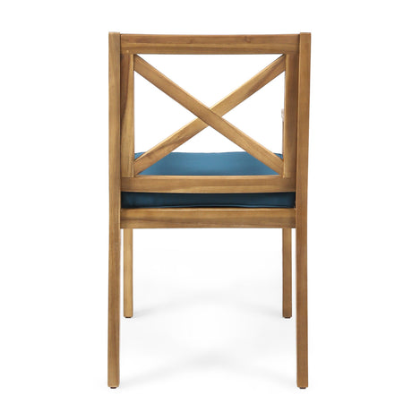 Perla Dining Chair 2pcs with Blue Cushions HouseOfZazla