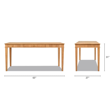 Dumont - Modern Farmhouse 1 Drawer Fluted Home Office Writing Desk - Natural Blonde HouseOfZazla