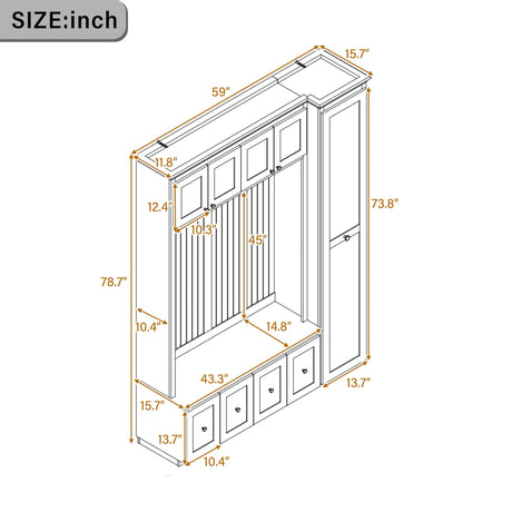 Entryway Hall Tree With Storage Bench, Coat Rack Shoe Bench With Cabinets HouseOfZazla