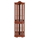 Corner Curio Cabinet With Lights, Adjustable Shelves, Mirrored Back - Walnut