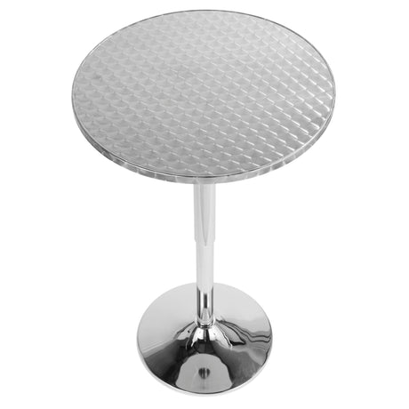 Bistro - Contemporary Adjustable Round Bar Table - Silver HouseOfZazla