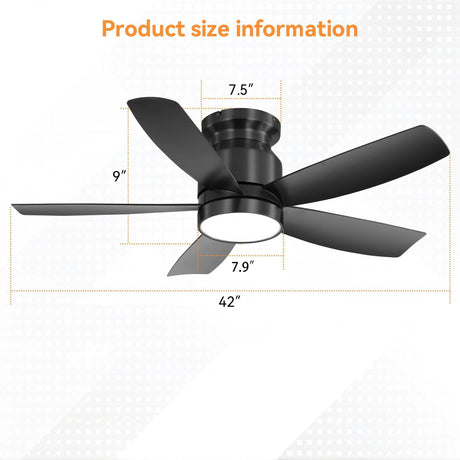 Flush Mount Ceiling Fan With 18W LED Light And Remote Control HouseOfZazla