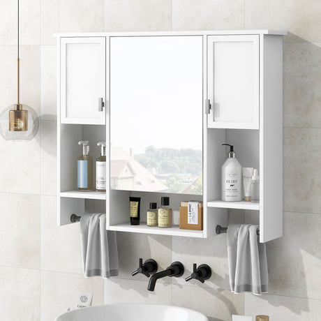 Wall Mounted Bathroom Storage Cabinet With Mirror, Medicine Cabinet With Towel Bar HouseOfZazla