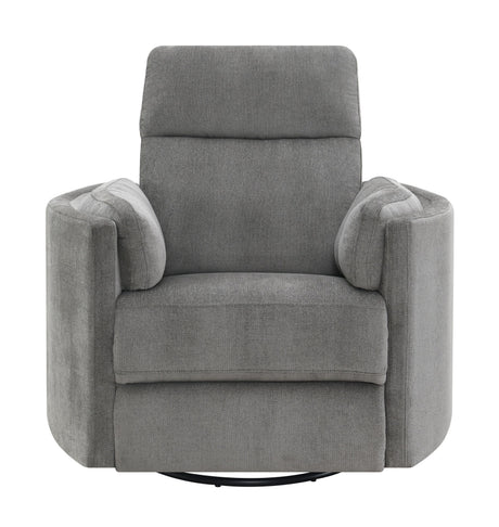 Sagen Charcoal Chenille Glider Recliner with Swivel HouseOfZazla