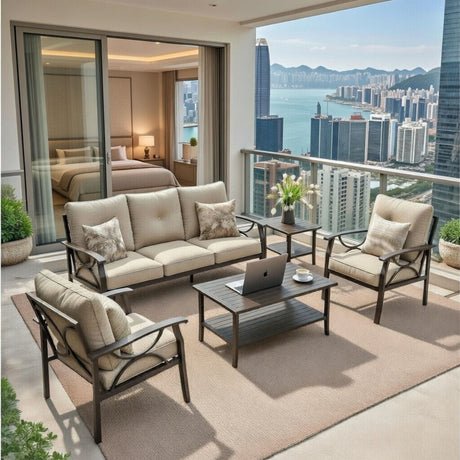 Patio Furniture Set with Coffee Table and Cushions for Backyard HouseOfZazla