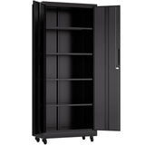 Heavy Duty Rolling Cabinet With Lock, Garage Storage Cabinet, 4 Adjustable Shelves For Tool Organization