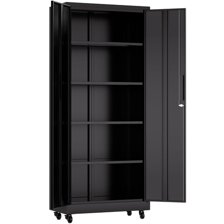 Heavy Duty Rolling Cabinet With Lock, Garage Storage Cabinet, 4 Adjustable Shelves For Tool Organization HouseOfZazla
