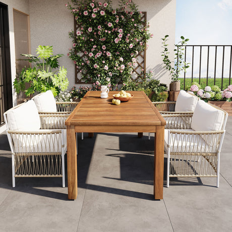 TOPMAX Patio 5pcs Wooden Dining Table Set HouseOfZazla