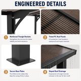 10x10FT PC Roof Carport with Galvanized Steel Frame and Sloped Roof
