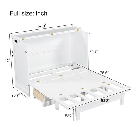 Solid Pine Murphy Bed Chest Cube Cabinet Bed With Charging Station And Large Storage Drawer For Home Office Or Small Room HouseOfZazla
