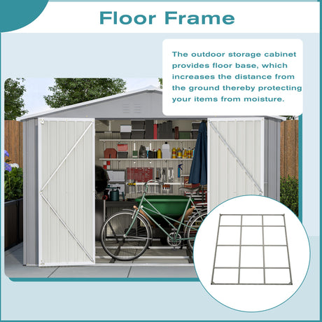 10 x 12 ft. Outdoor Storage Shed with Floor Frame Kit HouseOfZazla