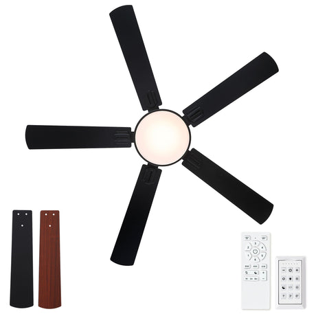 Flush Mount Ceiling Fans With LED Light And Remote Control, 5 Blades HouseOfZazla
