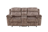 Zubaida Two Tone Recliner Loveseat with USB Port Console