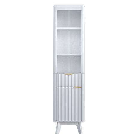 Tall Bathroom Storage Cabinet With Adjustable Shelves And 1 Drawer & Door HouseOfZazla