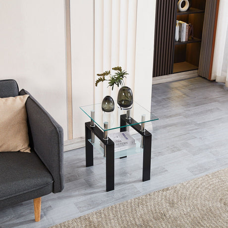 Luxury Modern Tempered Glass Coffee Table with 2 Layers HouseOfZazla