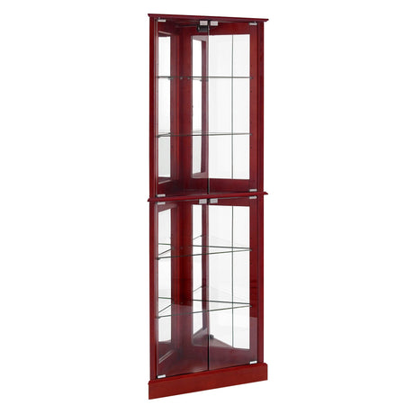 Corner Curio Dispaly Cabinet With Lights, Adjustable Tempered Glass Shelves, Mirrored Back (E26 Light Bulb Not Included) HouseOfZazla