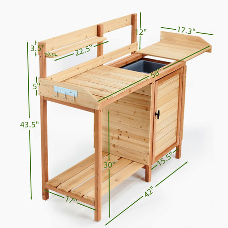 Outdoor Potting Bench Table With Sink, Garden Workstation HouseOfZazla