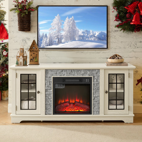58" Modern TV Stand with Electric Fireplace and Storage HouseOfZazla